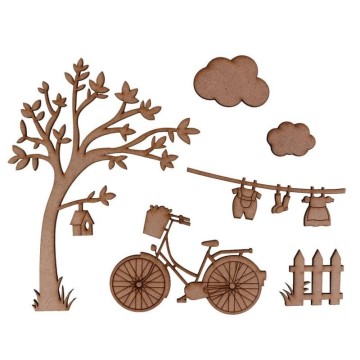 ESCENA BICI /ARBOL DM 24x24cm.